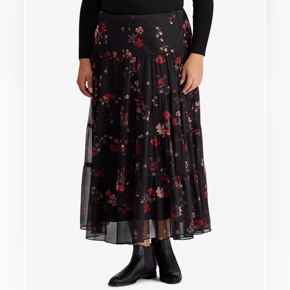 Lauren Ralph Lauren Floral Print Midi Skirt